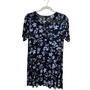 Lane Bryant NWT Black Floral Short Sleeve Mesh Swim Bathing Suit Cover Up 14 16